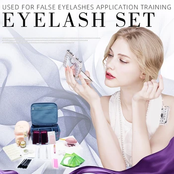 

LBlash Professional Training False Eyelashes Extension Set Grafting Eye Lashes Practice Eye Pads Tweezers Glue Ring Brush Kits