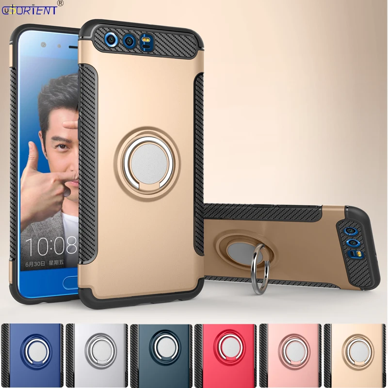 Back Cover Huawei Honor 9 Stand Finger Ring Phone Case Honor9 STF-L09S STF-L09 Soft TPU and Hard PC Dual Protector Cases Fundas | Мобильные