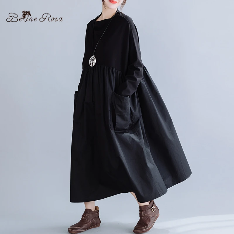 BelineRosa Big Sizes Women Clothing Simple Black Color Large Size Women Clothing YLFS0017