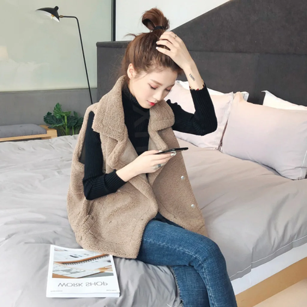 Women Vest V Outerwear Sleeveless Jackets Turn-Down Collar Cotton-padded Coats high quality dropshiping W1101