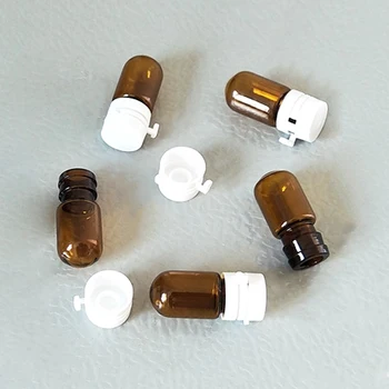 

5pcs 2ml Empty Amber Glass Essential Oil Bottles Cosmetic Jar Container mini White Tear cap Perfume Vials Essence Sample Bottle
