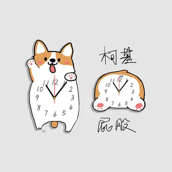 

Cute Cartoon dog Wall Clock Wooden Animal Creative Children Room Silent Wall Clock for kids Relojes Pared Home Decoration AF50WC