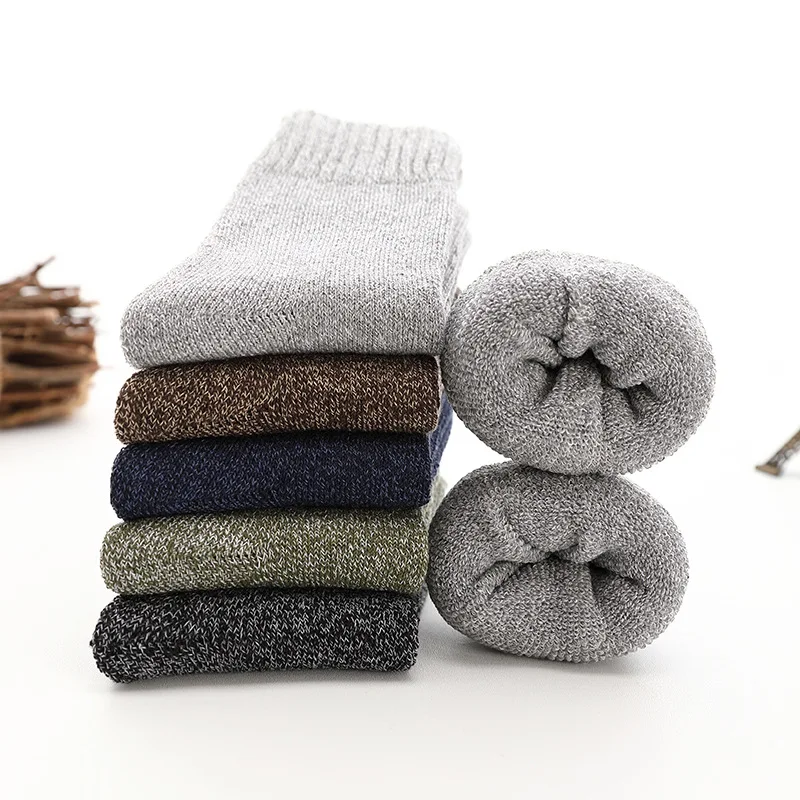 Men's Winter Socks Solid Color Simple Plush Warm Comfortable Breathable Terry Socks Men's Middle Tube Men's Socks
