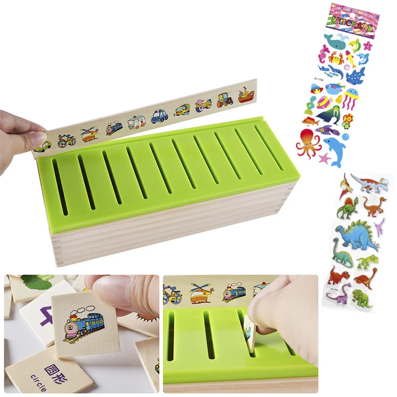 Children wooden digital shape pairing blocks toy Montessori knowledge classification box math toys educational free sticker | Игрушки и