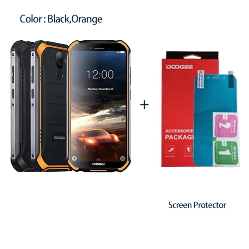 Add Screen Protector Обновленный 2 ГБ+ 16 Гб DOOGEE S40 MTK6739 четырехъядерный Android 9,0 4G сетевой прочный мобильный телефон IP68 5,5 дюймовый дисплей 4650 мАч МП NFC - Цвет: Add Screen Protector