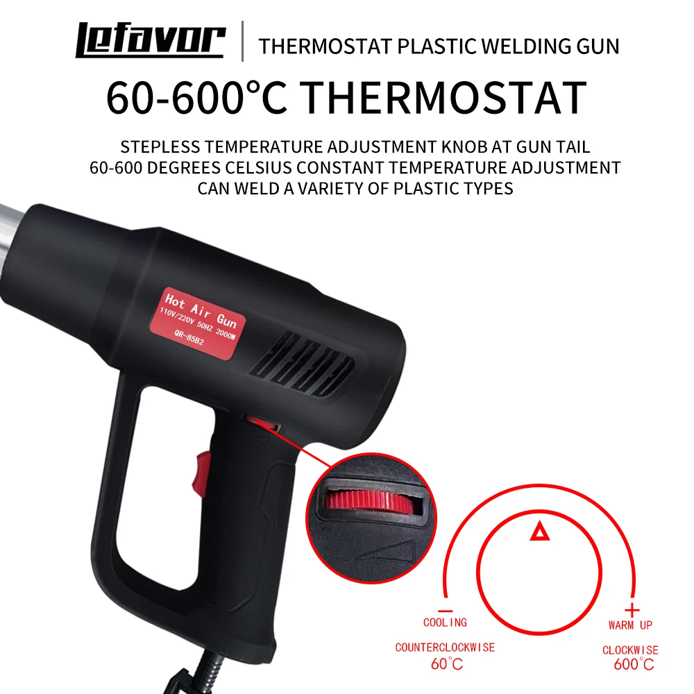 2000W Electric Hot Air Gun 220V 110V Industrial Dual Wind speed Temperature controlled Building Hair Dryer Heat Gun Nozzle 5