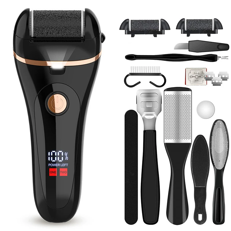 Rechargeable Electric Foot File Callus Remover Machine Pedicure Device Foot Care Tools Feet For Heels Remove Dead Skin black electric pedicure tools foot care file leg heels remove hard cracked dead skin callus remover lcd feet clean care machine