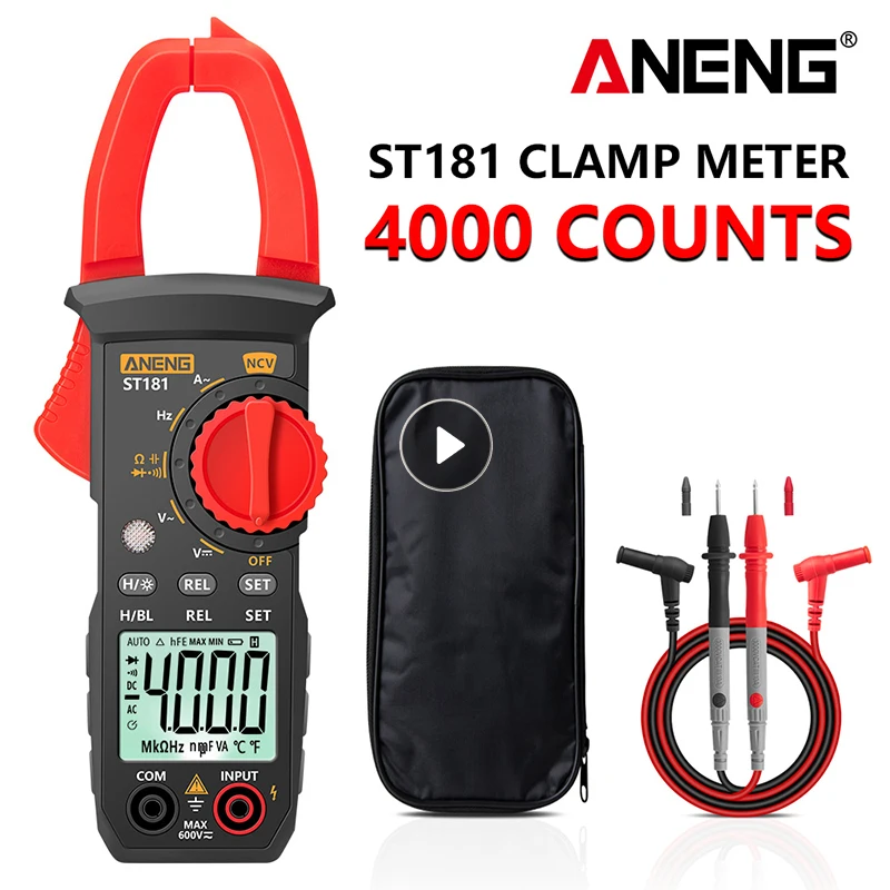 Digital Clamp Multimeter ST181 DC/AC Current Meter 4000 Count Plier Ammeter Car Amp Hz Capacitance NCV Ohm Tester Multimet | Инструменты