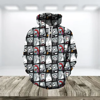 

2019 Halloween New 3D Fashion Hoodies Nightmare Before Christmas Jack Skeleton Printed Hoodie Sweatshirt Unisex Streetwear