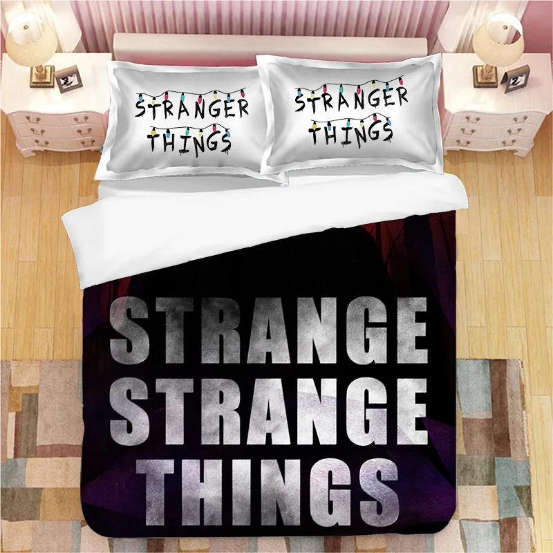 

Sheet Three Sets of Quilt Cover Bedding Article Quilt Cover Pillow Case Two-Piece Printed Textile Stranger Things Fans-