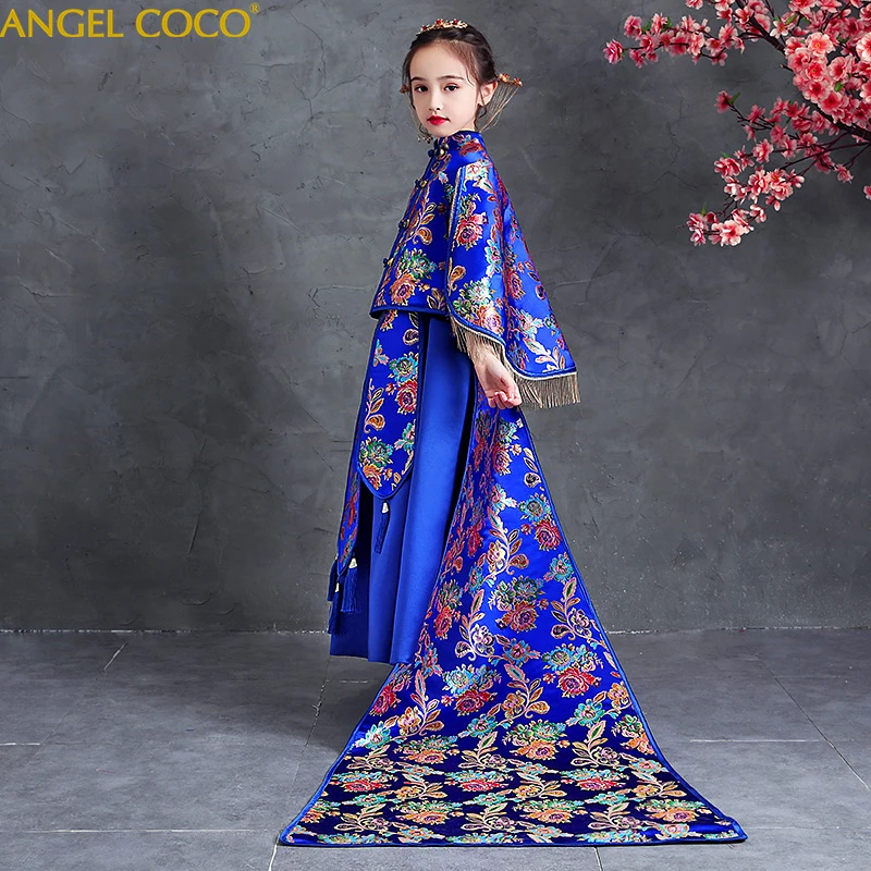 Шелковое платье принцессы для девочек; Детские платья для девочек; новогодний карнавальный костюм; Длинная одежда для девочек; детское платье для свадебной вечеринки