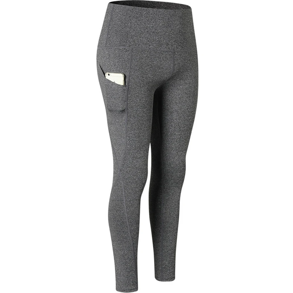 Heather grey Горячее предложение женские Ультра с высокой талией для йоги брюки с карманами для фитнеса для бега для тренировок эластичные быстросохнущие колготки спортивные брюки - Цвет: Heather grey