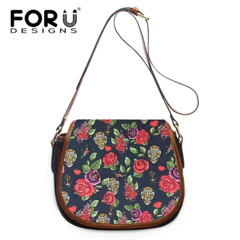 

FORUDESIGNS Floral Skull Shoulder Bags for Women Leather Hasp Handbags Rose Print Cross Body Bag Female Tote Bags Bolsa