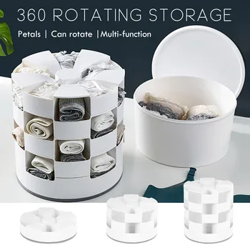 

360-degree Rotating Storage organizer Compartment Storage Box Creative Rotating Desktop Underwear organizador de maquillaje