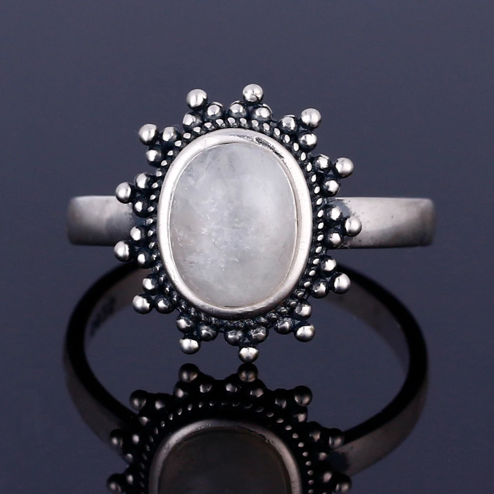 925 пробы Серебряное кольцо новое классическое инкрустированное лунным камнем камень Гусь камень драгоценный камень кольцо ретро тайское серебряное ювелирное изделие - Цвет камня: R476MS-5