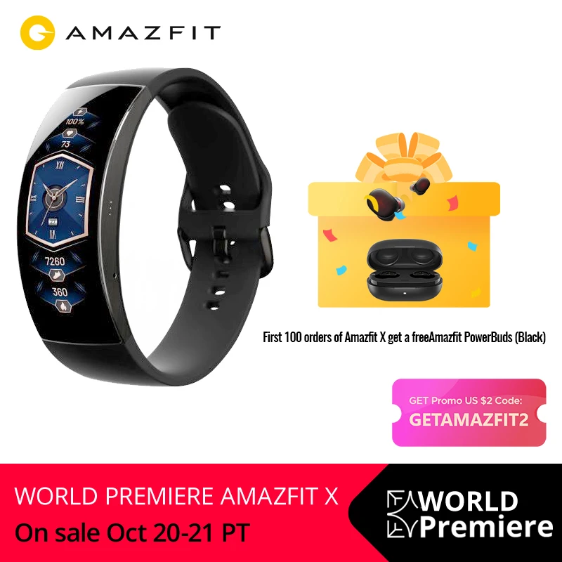  Amazfit X Smartwatch глобальная версия, изогнутый экран, титановый корпус, мониторинг сна, 5ATM, водонепроницаемые, мульти спортивные режимы 