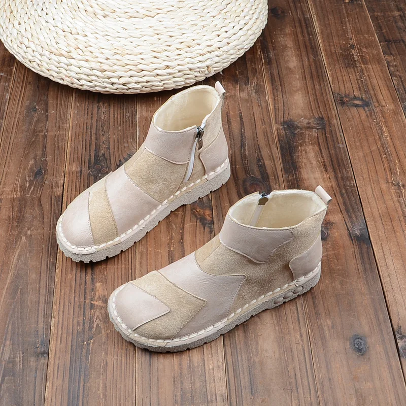 

Womens Boots Winter Literary Mori Soft Bottom Short Boots Korean Students Wild Casual Ankle Boots Retro Plus Velvet Martin Boots