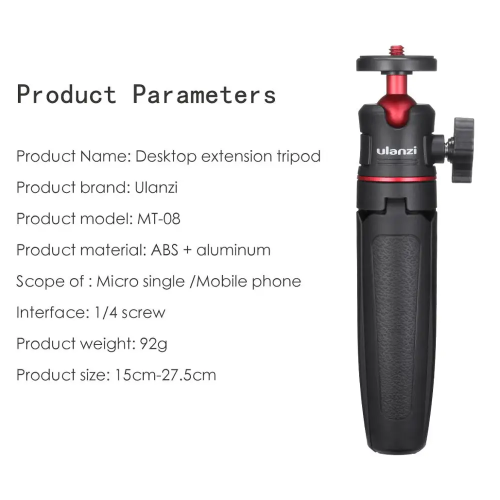 Ulanzi MT-08 Настольный Штатив с 1/4 винтом для DSLR камер смартфон микрофон светодиодный светильник для Vlogging Выдвижной Штатив