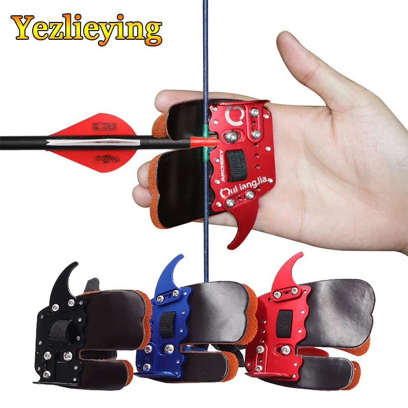 

Hot 1pc Archery Finger Tab Archery Finger Guard Protection Pad Glove Tab for Bow Finger Protector Left and Right Hand