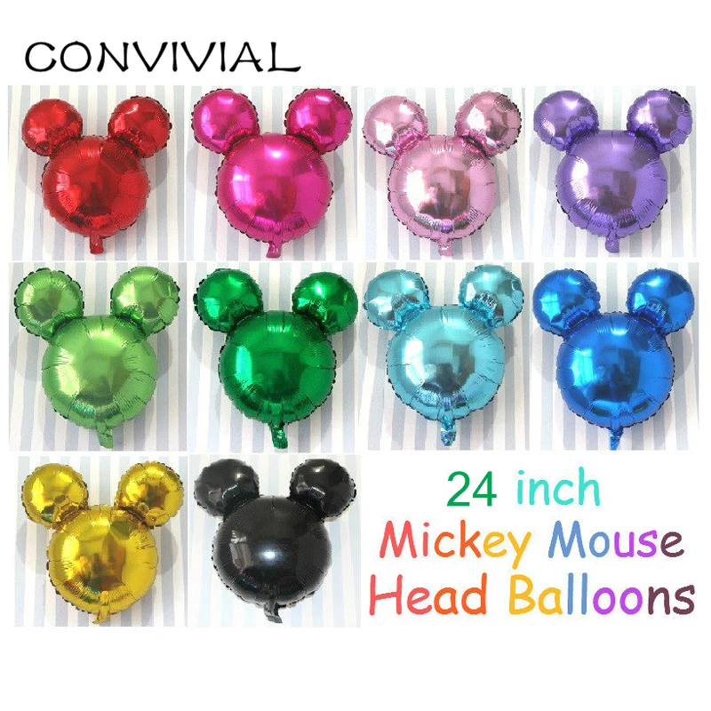 

24inch Mickey Minnie Mouse Foil Balloons Party Cartoon Head Shape Inflatable Air Ballons Birthday Party Decoration Kids Toy