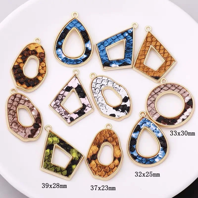 

30pcs/lot snake pattern print core gwometry rounds/water drop shape alloy floating locket charms diy jewelry earring accessory