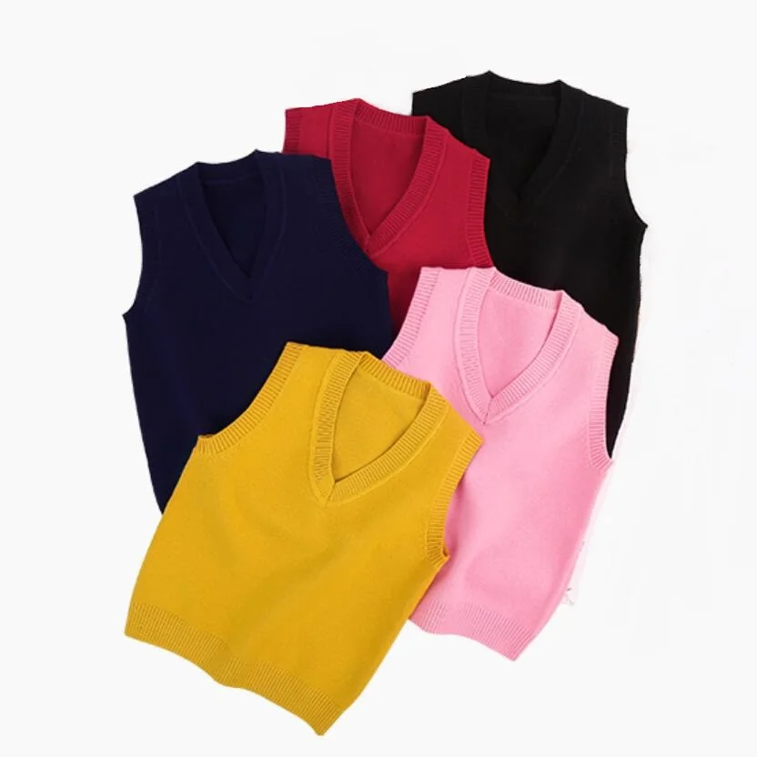 Autumn School Baby Toddler Sweater Boys Girls Knitted Vest Coat Solid