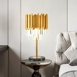 Современная настольная лампа для спальни из полированной золотистой стали, декоративный светильник для стола, Светильники для гостиной