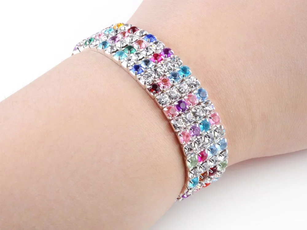 Imixlot Горячая Мода 4/5/8 со стразами в ряд Свадебные Браслет Bling Для женщин ювелирные изделия