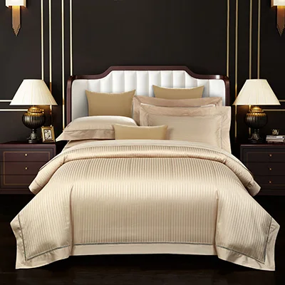 Роскошные пододеяльник из жаккардового шелка 4 шт. queen King size из египетского хлопка Ультра Комплект мягкого постельного белья стеганое одеяло простыня набор постельных принадлежностей коричнево - Цвет: color8