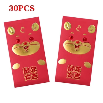

30PCS Chinese New Year Red Pockets Lucky Money Pockets Chinese Festive New Year Gift Cute Rat Pattern Money Pockets For Wedding