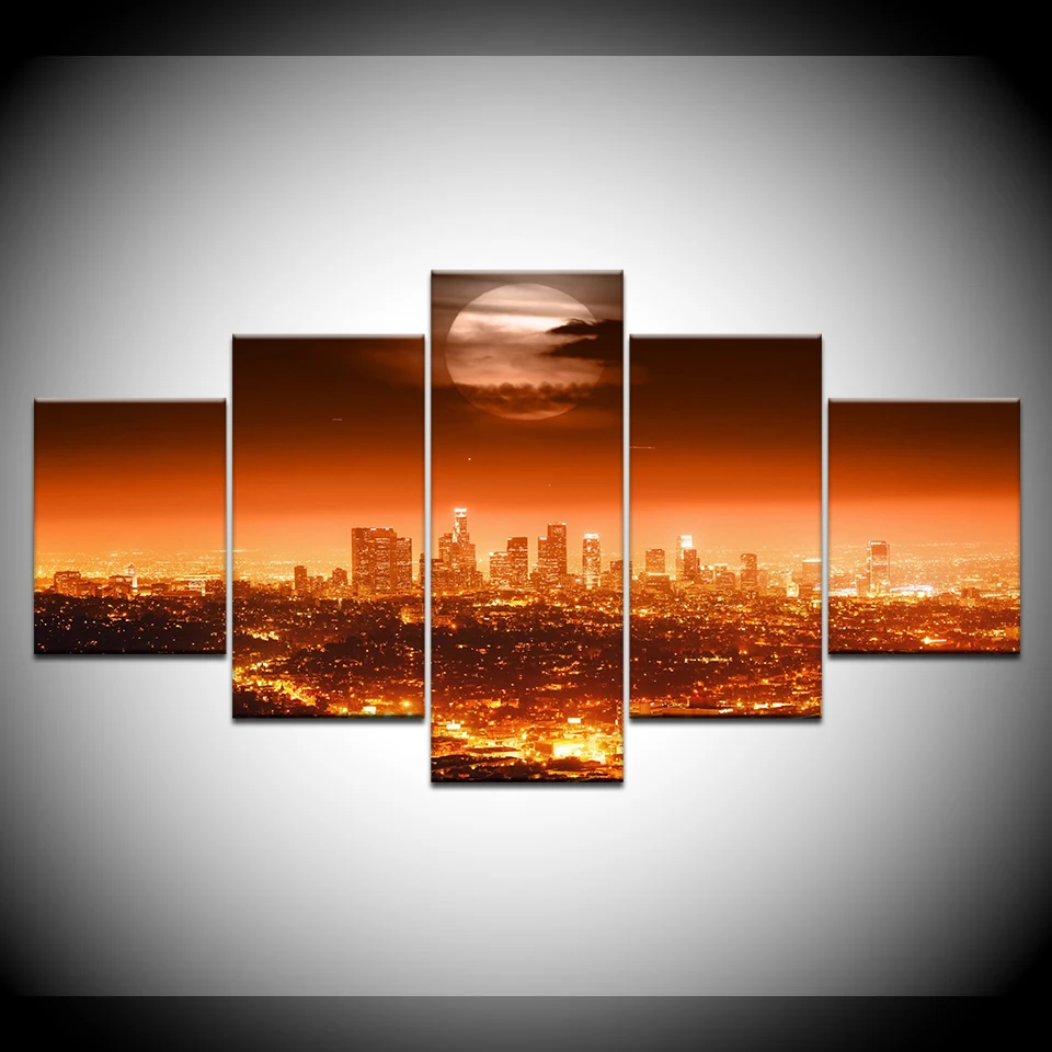 Imágenes de la pared escena noche де 5 панелей para imagen sala estar pintura en лиенсо искусства|Рисование и