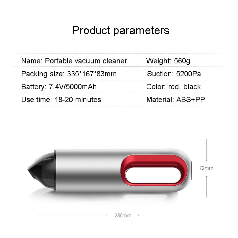 Автомобильный пылесос ручной портативный USB зарядка беспроводной 5200Pa пылесос робот для автомобилей, клавиатуры, дома