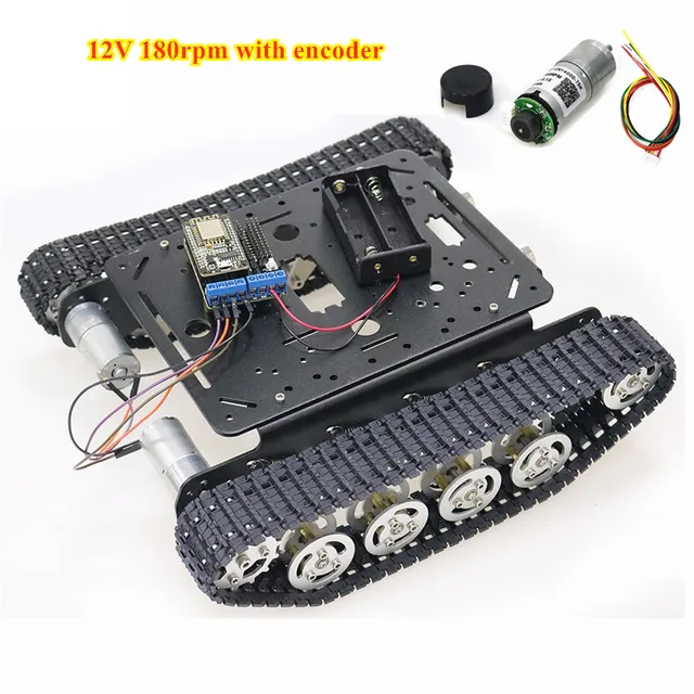 ESP8266 WiFi Control Shock Absorption Smart Robot Tank Chassis with Nodemcu Development Board+L293D Motor Driver Board DIY TS100
