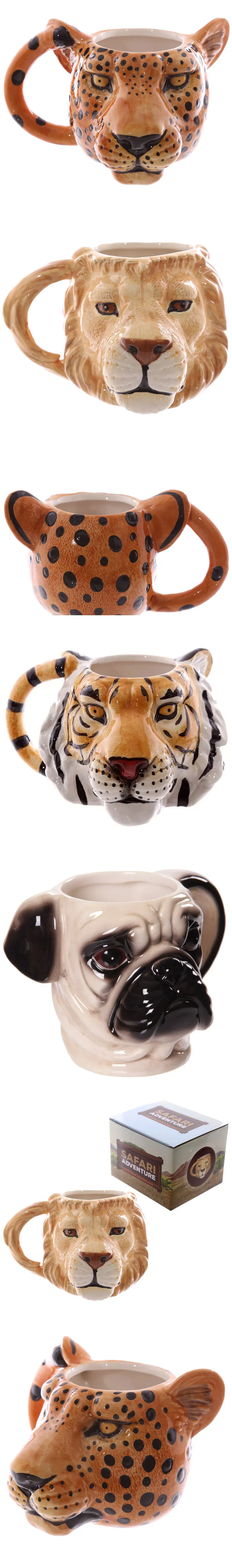 Coffee mug pet mark animal personalized mug creative hand-painted dog mug gift Milk Mug Lion Leopard Tiger Head Ceramic Mug 3D