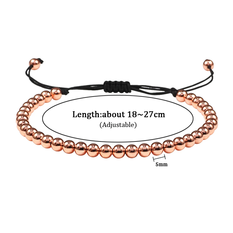 Fashion Men Bracelet Hematite Gold Silver Color Beads Charm Handmade Weave Adjustable Bracelets Bangle Accessories Women Jewelry