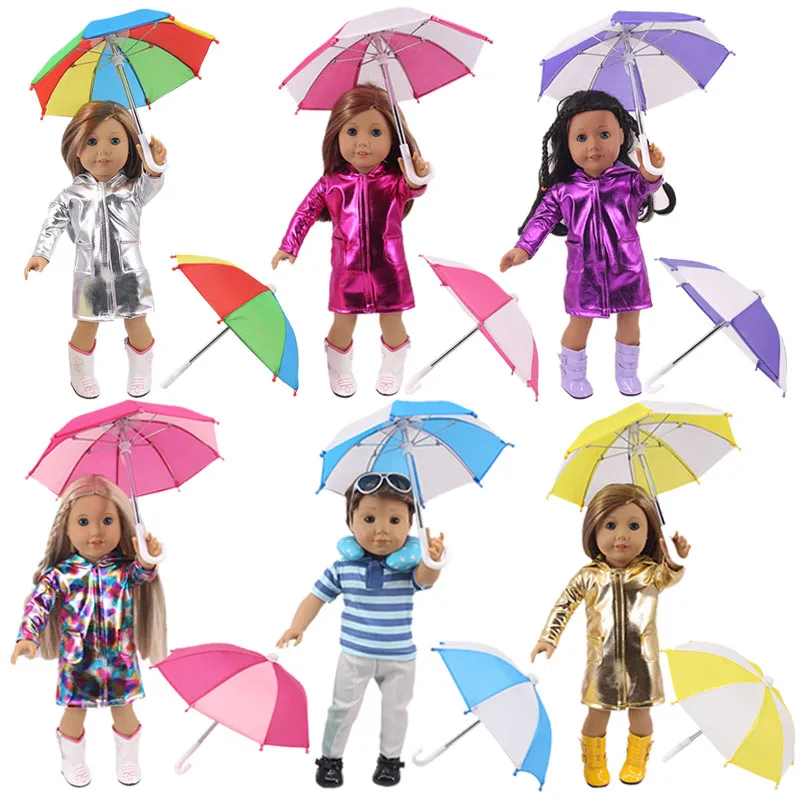 Doll Umbrella Accessories Rainbow Colors Mini Umbrella Fit 18 Inch