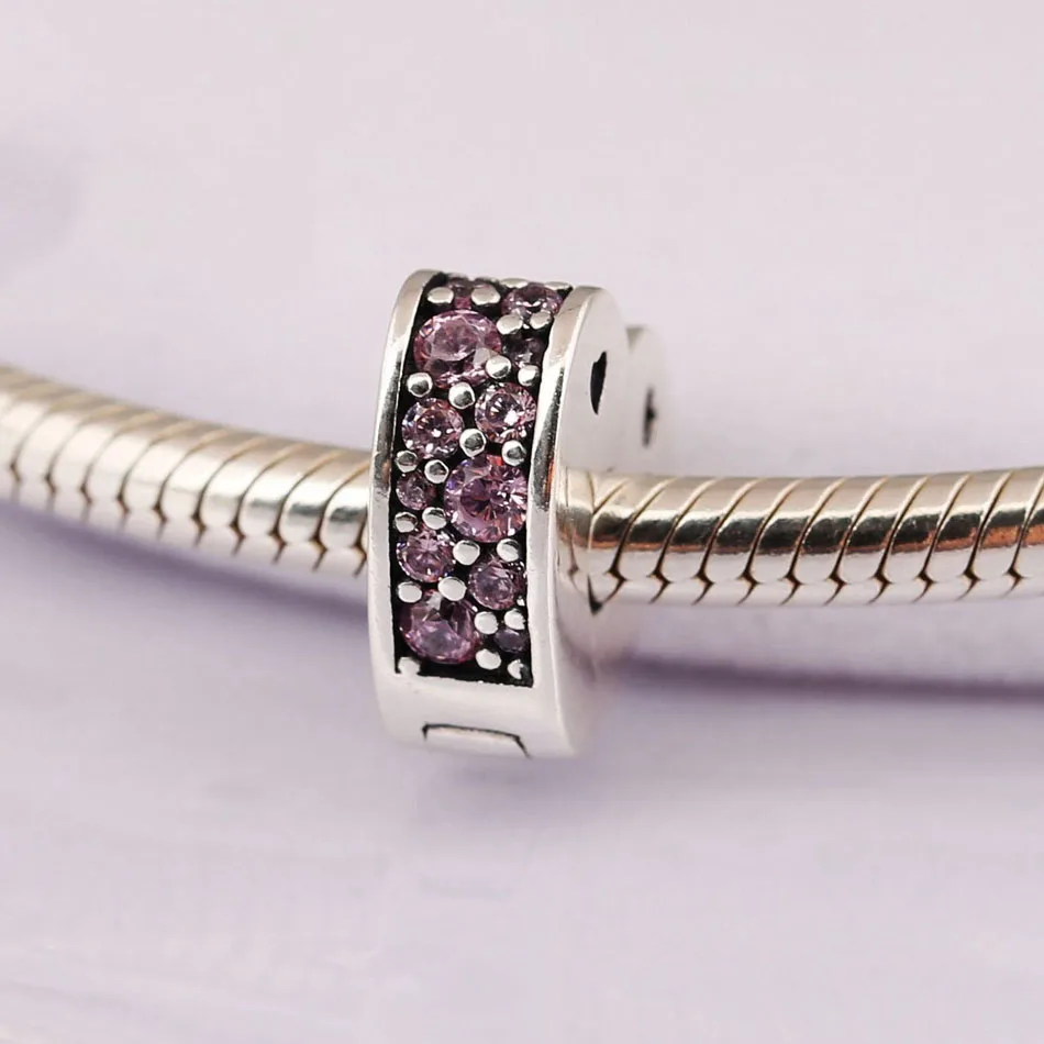 Authentic S925 DIY Jewelry Sparkling Pink Arcs of Love Clip Stoppers Charm fit Lady Bracelet Bangle | Украшения и аксессуары