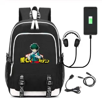 

Cartoon My Hero Academia Backpack Bag w/USB Fashion Port /Headphone Rucksack Bag Teenager Student School Shoulder Laptop Bag