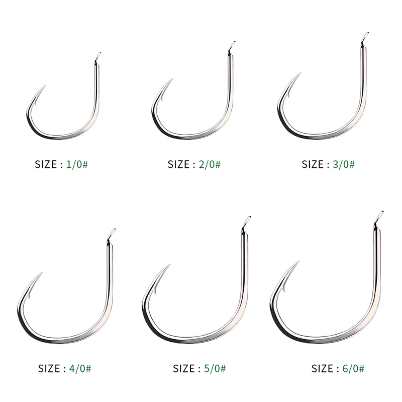 KATYUSHA 50Pcs Jigging Fishing Hooks Size 1/0-2/0-3/0-4/0-5/0