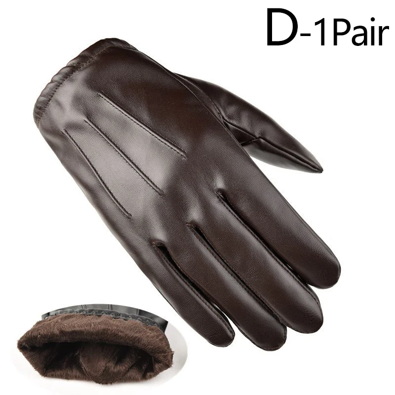 Winter Men Black Leather Gloves Anti-skid Touch Screen Outdoor Driving Warm Windproof Waterproof Motorcycle Driving Gloves 