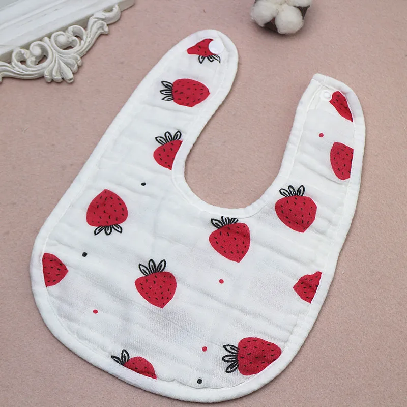 StrawBerry HD 1 предмет, васойоли, u-образный нагрудник, 8 слоев ткани с отрывками, 20*30 см, цветной, Муслин, хлопковый нагрудник для младенцев - Цвет: StrawBerry HD