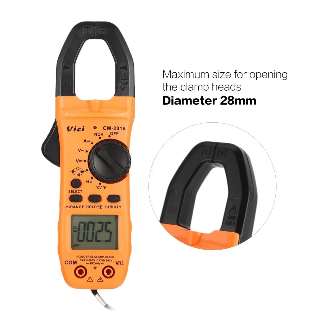 

Vici CM-2016 Handheld Digital Clamp Meter Multimeter AC/DC Volt Current Voltage Ohm NCV Temperature Tester Resistance Ammeter