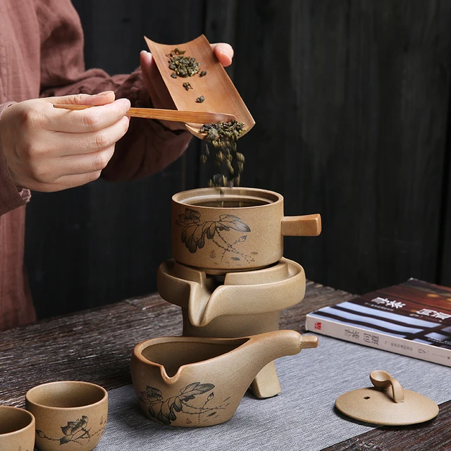 Chicken Gongfu Tea Set, Antique Style: Teapot, Cups, Pitcher & Filter