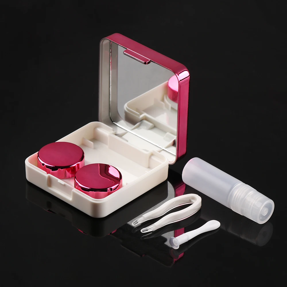 

Hot 1Pcs ABS Plastic Square Mirror Cover Colorful Contact Lens Case Travel Container Holder Storage Soaking Box Case Hot Sale