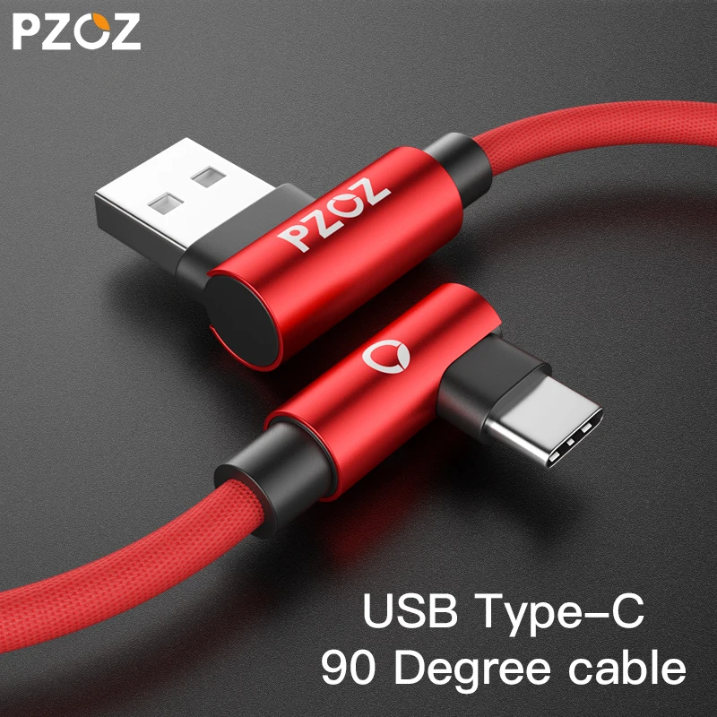 PZOZ кабель Usb type-C 90 градусов для быстрой зарядки и передачи данных type-C для samsung S10 S9 Xiaomi 9 Redmi Note 7 One Plus 6 кабель для зарядки