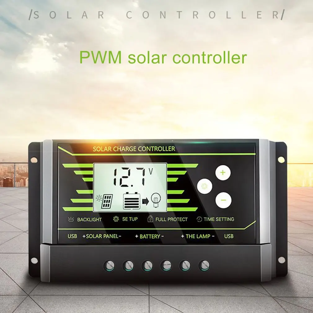 Solar Controller PWM 24V/12V Auto 30A 20A 10A Back-light LCD Solar Charge Regulator with Load Light and Timer Control