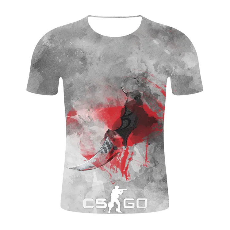 Серебристый Новинка! Футболка для геймеров "Counter Strike", "Global offension", "CS GO", "CSGO", 3D, Мужская футболка, высокое качество, брендовая одежда, забавная футболка, Мужская футболка - Цвет: Серебристый