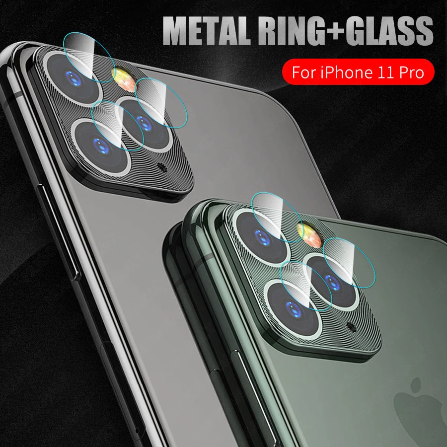 2 в 1 Защитное стекло для камеры для iPhone 11 Pro Max металлическое защитное кольцо для iPhone 11 Pro Max защитная пленка