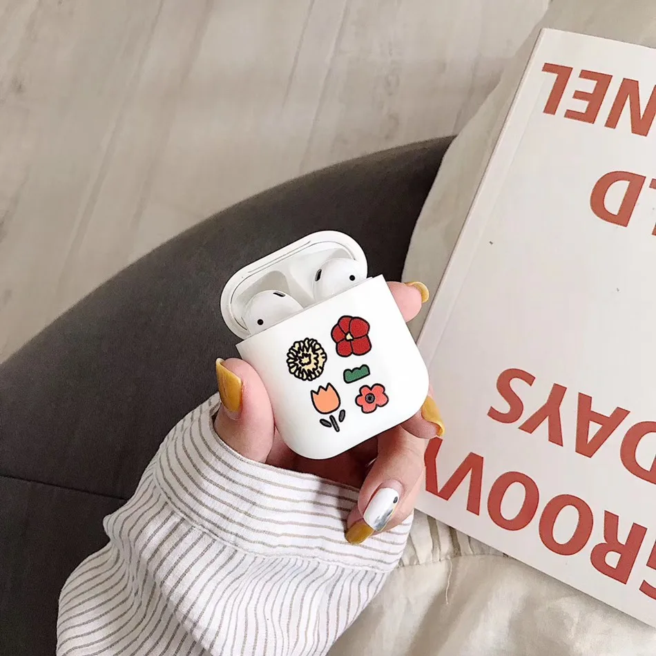 Для AirPods случае 3D мультяшный наушник чехол для Apple Airpods 2 забавные интимные аксессуары защитную крышку с палец кольцо ремень - Цвет: Four Flower
