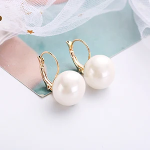 MAIKALE, простые белые, красные жемчужные серьги, золотые, серебряные серьги с большими шариками, серьги-капли с жемчугом для женщин, девушек, ювелирное изделие, подарок - Окраска металла: Gold white pearl